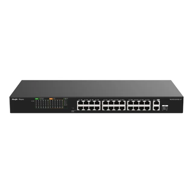 24-Port 10/100 Mbps with 2-Port Gigabit Unmanaged PoE Switch | RG-ES126FGS-LP — Transmission available in Singapore from JHU Tech